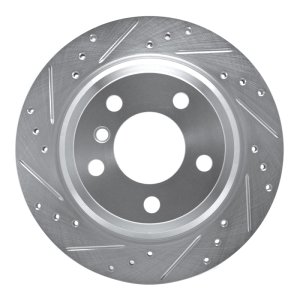 BMW 430I Gran Coupe Brake Rotor (1) - Rear Left - R1 Concepts - Drilled & Slotted - Silver - `06-`20
